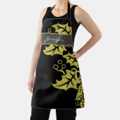 Elegantes Black and Gold Blätter Personalisiert Schürze (InSitu)