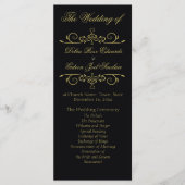 Elegantes Black and Gold Blüh-Hochzeitsprogramm Programm (Vorderseite)