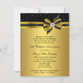 Elegantes Black and Gold Bow 50-jähriges Party Einladung (Vorderseite)