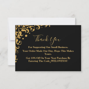 Elegantes Black and Gold Business Dankeskarte