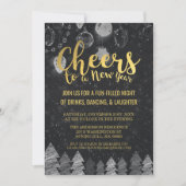 Elegantes Black and Gold-Cheers Silvester-Party Einladung (Vorderseite)