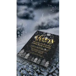 Elegantes Black and Gold-Cheers Silvester-Party Einladung