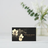 Elegantes Black and Gold Cherry Blossom Visitenkarte (Stehend Vorderseite)