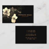 Elegantes Black and Gold Cherry Blossom Visitenkarte (Vorne/Hinten)