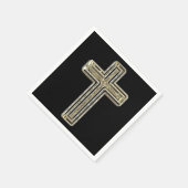 Elegantes Black and Gold Cross Religious Event Serviette (Ecke)