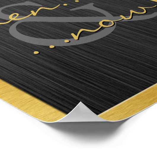 Elegantes Black and Gold Dann & Jetzt 50 Jahre alt Poster (Ecke)