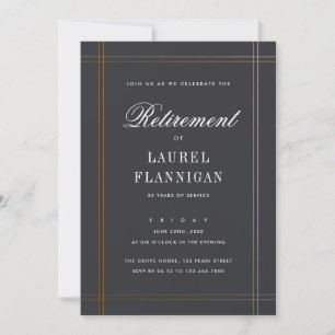 Elegantes Black and Gold Formal Retirement Party Einladung