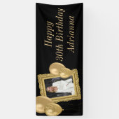 Elegantes Black and Gold Foto & Balloons Banner (Vertikal)