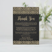 Elegantes Black and Gold Foto Danke Karte (Stehend Vorderseite)