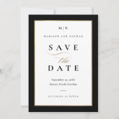 Elegantes Black and Gold Foto Hochzeit Save The Date (Vorderseite)