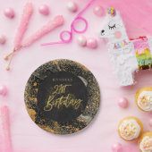 Elegantes Black and Gold Glitzer 21. Geburtstag Pa Pappteller (Party)