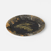 Elegantes Black and Gold Glitzer 21. Geburtstag Pa Pappteller (Schrägansicht)