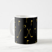 Elegantes Black and Gold Golf Muster Golfer Kaffeetasse (Vorderseite Links)