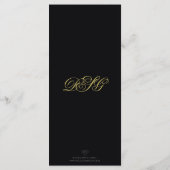 Elegantes Black and Gold Heart Blüh Wedding Menu Menükarte (Rückseite)