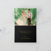 Elegantes Black and Gold Heart Wedding Vielen Dank Dankeskarte (Innenseite)