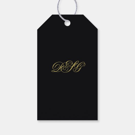 Elegantes Black and Gold Hearts Monogram Vielen Da Geschenkanhänger (Rückseite)