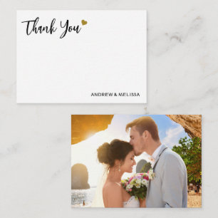 Elegantes Black and Gold Hochzeit Foto Vielen Dank Mitteilungskarte