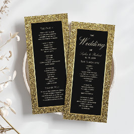 Elegantes Black and Gold Hochzeitsprogramm Programm
