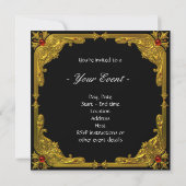 Elegantes Black and Gold Karussell Pferd Einladung (Rückseite)