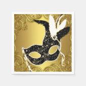 Elegantes Black and Gold Masquerade Party Serviette (Vorderseite)