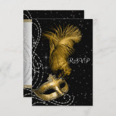 Elegantes Black and Gold Masquerade Party UAWG RSVP Karte (Vorne/Hinten)