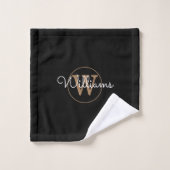 Elegantes Black and Gold Monogram Badetuch Set (Waschlappen)