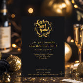 Elegantes Black and Gold New Year Eve Party Einladung