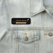 Elegantes Black and Gold Notary Public Quill Icon Namensschild (Beispiel)