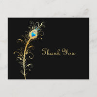 Elegantes Black and Gold Peacock Feather Vielen Da