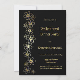 Elegantes Black and Gold Rentirement Dinner Party Einladung