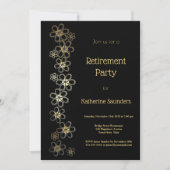 Elegantes Black and Gold Retirement Party Einladung (Vorderseite)