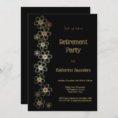 Elegantes Black and Gold Retirement Party Einladung (Vorne/Hinten)