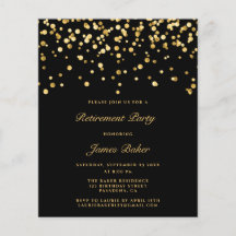 Elegantes Black and Gold Script Retirement Party