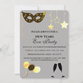 Elegantes Black and Gold Silvester Party Einladung (Vorderseite)
