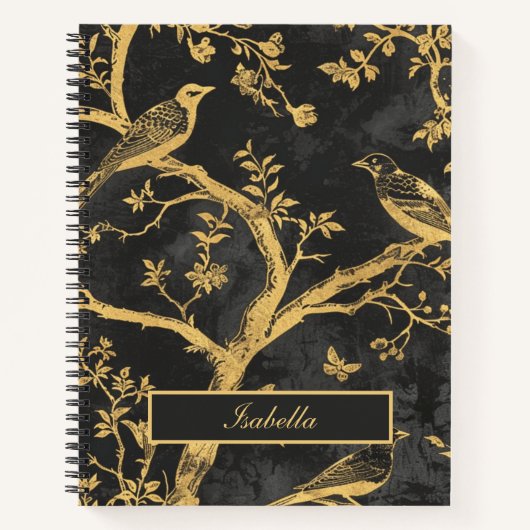 Elegantes Black and Gold Spiral Notebook Notizblock (Vorderseite)