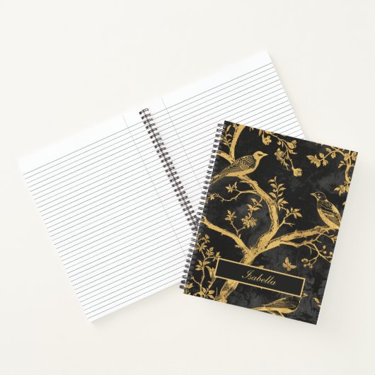 Elegantes Black and Gold Spiral Notebook Notizblock (Innenseite)