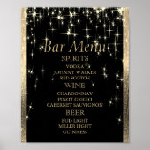 Elegantes Black and Gold Starlights - Bar Menu Poster (Vorne)
