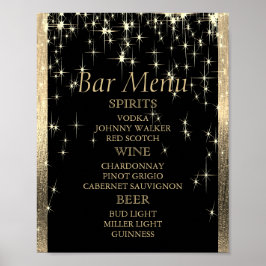 Elegantes Black and Gold Starlights - Bar Menu Poster