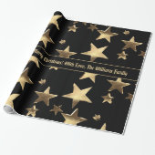 Elegantes Black and Gold Stars Muster Weihnachten Geschenkpapier (Ungerollt)