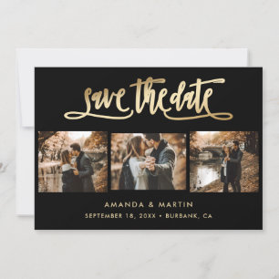 Elegantes Black and Gold Wedding 3 Foto Save The Date