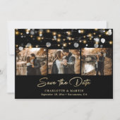Elegantes Black and Gold Wedding 4 Foto Save The Date (Vorderseite)