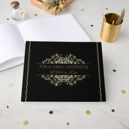 Elegantes Black and Gold Wedding Guest Book Gästebuch