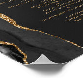 Elegantes Black and Gold Wedding Table Menü Poster (Ecke)