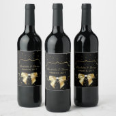 Elegantes Black and Gold Wedding Wine Label Weinetikett (Flaschen)