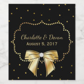 Elegantes Black and Gold Wedding Wine Label Weinetikett (Einzelnes Label)