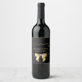 Elegantes Black and Gold Wedding Wine Label Weinetikett (Vorderseite)