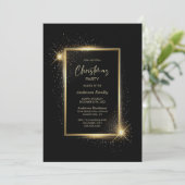 Elegantes Black and Gold Weihnachts-Party Einladung (Stehend Vorderseite)