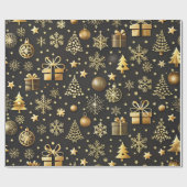 Elegantes Black and Gold Weihnachtsgeschenk Geschenkpapier (Flach)
