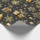 Elegantes Black and Gold Weihnachtsgeschenk Geschenkpapier (Ecke)