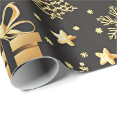 Elegantes Black and Gold Weihnachtsgeschenk Geschenkpapier (Rolleneckpunkt)